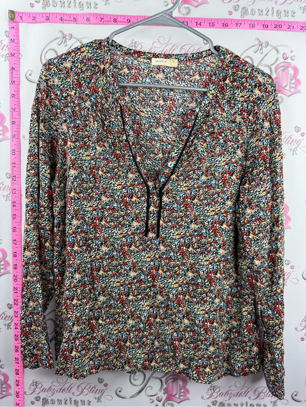 Meadow Rue long sleeve Multicolor Floral Long-Sleeve V-Neck Top